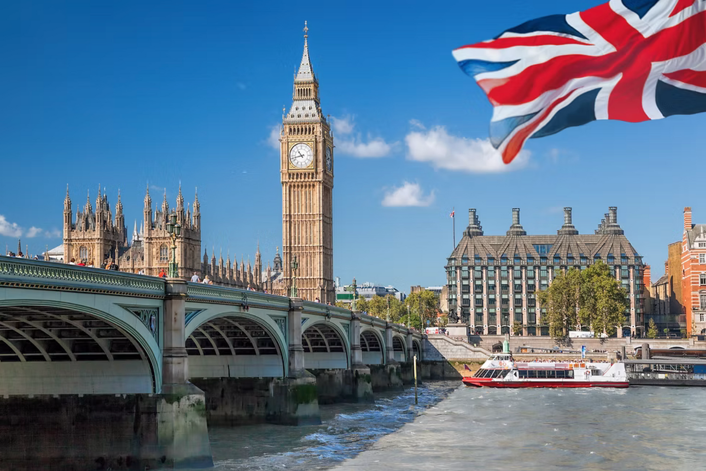 A view of the Houses of Parliament, Big Ben, and Westminster Bridge as seen on Voice my Run's London half marathon running tour